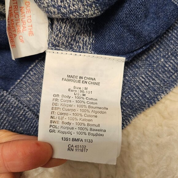 Bench Man's Blue Gray Yellow Strip Crew-Neck Sweater Size: M - Picture 9 of 9